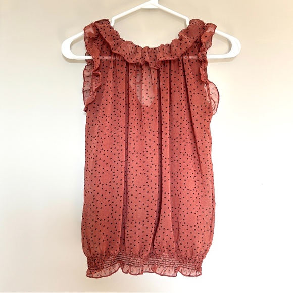 Urban Behavior Women's Small Sleeveless Top Sheer Polka Dot Ruffles Romantic - Picture 7 of 9